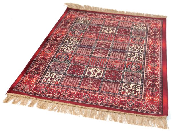 Alfombra Viscosa Diseño Shiraz Persa Kilim Cuadros Granate